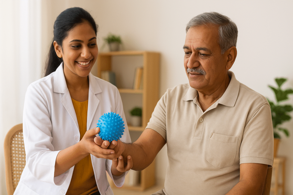 Occupational therapists collaborating at a rehabilitation center in Hyderabad