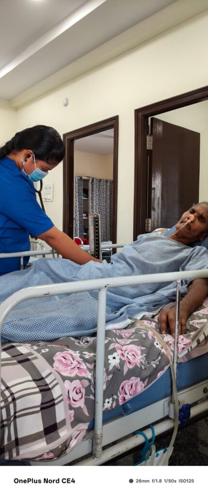 Elderly patient receiving professional bedridden nursing care and physiotherapy at Nova Rehabilitation Center in LB Nagar Hyderabad